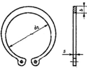 Чертеж стопорного кольца DIN 471 с размерами