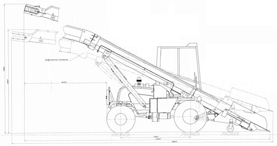 Схема размеров погрузчика АМКОДОР 37