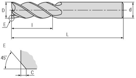 Чертеж фрезы G1-4FC-N