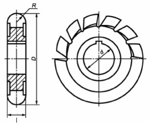 Чертеж фрезы выпуклой ГОСТ 9305-2014