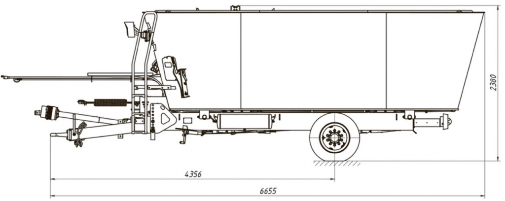 Схема размеров Кормосмеситель-раздатчик В-МИКС-14Н-2Ш