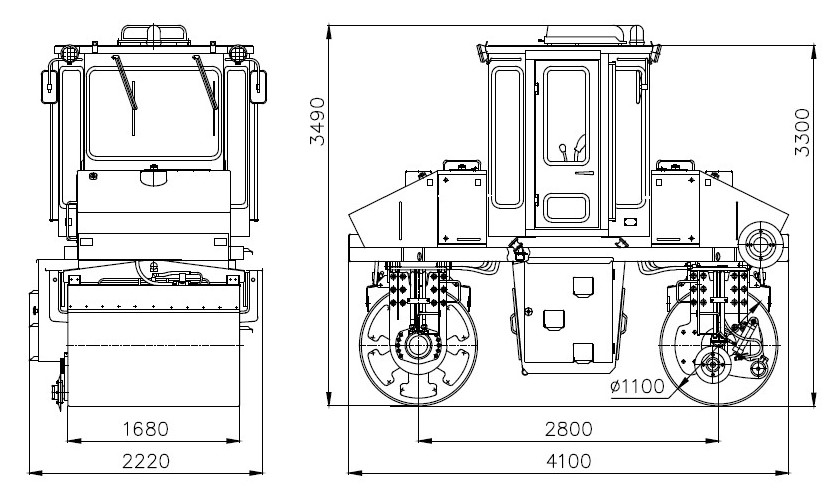 Схема размеров Каток АМКОДОР 6632