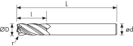 Чертеж фрезы CF445U-040.10R-H56C