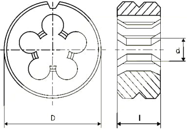 Чертеж плашки DIN 22568