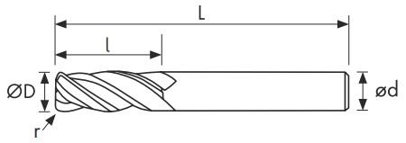 Чертеж фрезы CFP435-100.20R-H65C