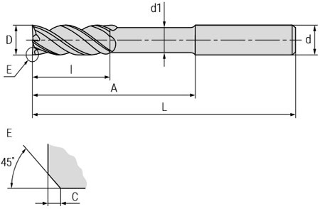 Чертеж фрезы G5-4FC-S