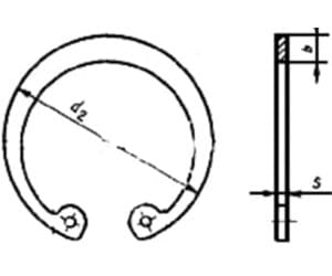 Чертеж стопорного кольца ГОСТ 13943 с размерами