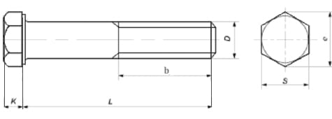 Чертеж болта DIN 960 с размерами