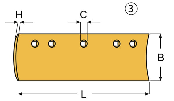 Схематичное изображенеие с параметрами ножа для грейдера 1828×152×16 (ЕС270) (5D9553)