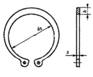 Чертеж стопорного кольца ГОСТ 13942 с размерами