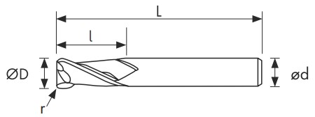 Чертеж фрезы CF235-080.20R-P45C