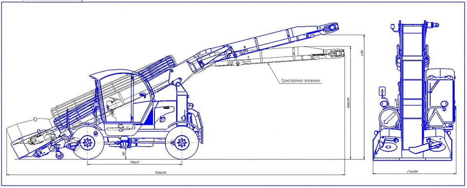 Схема размеров погрузчика АМКОДОР WLC12L1