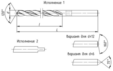 Чертеж сверла ГОСТ 886-77