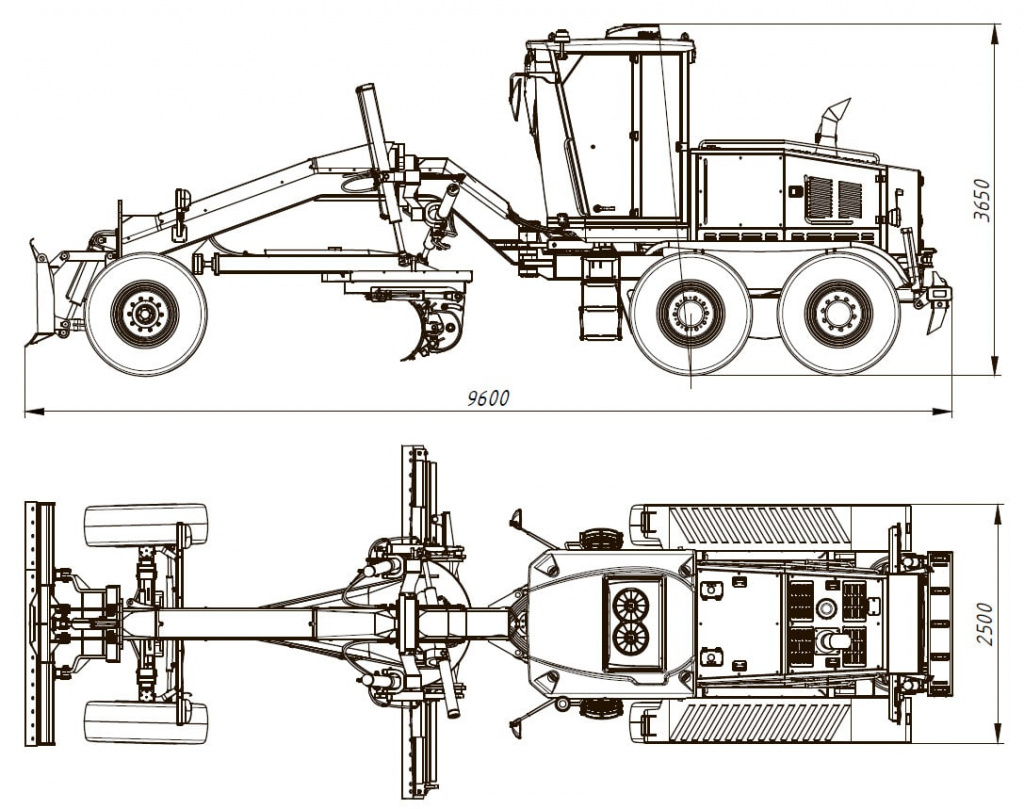 Схема размеров Автогрейдера AMKODOR G160