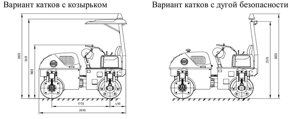 Схема размеров катка АМКОДОР 6223Е